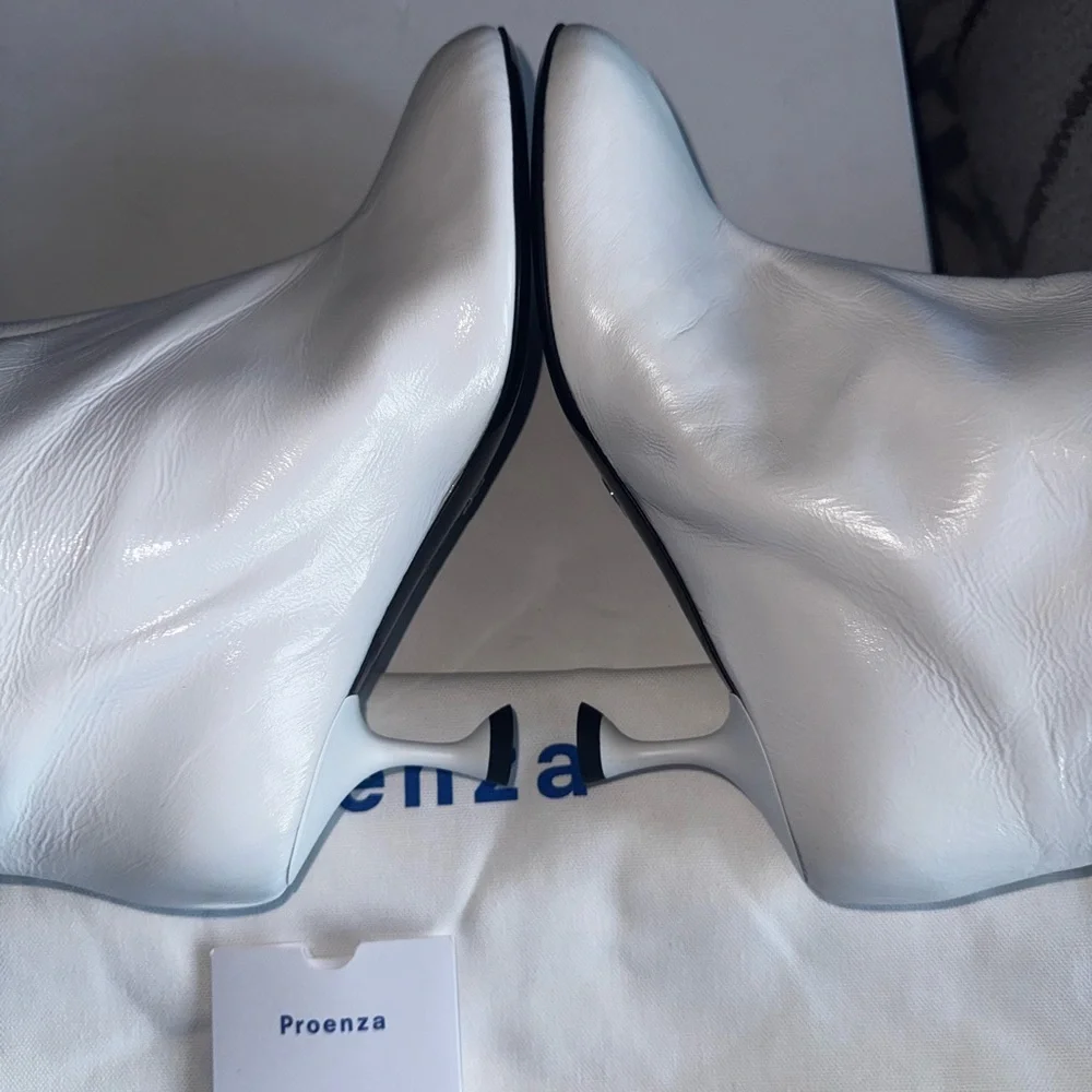 Proenza Shouler tee knee high boots baggy white nappa leather size 9 runway - Picture 10 of 16